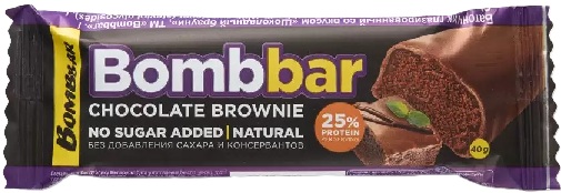 Bombbar Батончик Протеиновый глазир.Шоколадный Брауни 40г.
