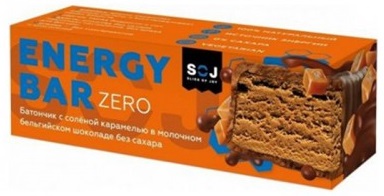 SOJ батончик без сахара Energy Bar Zero с соленой карамелью в молочном шоколаде 45 гр