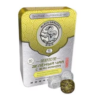 Blacrk DragonЧай зеленый с жасмином  байховый прессованный 5,0 №12