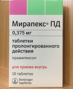Мирапекс ПД табл. 0,375 мг №10 ( прамипексол )