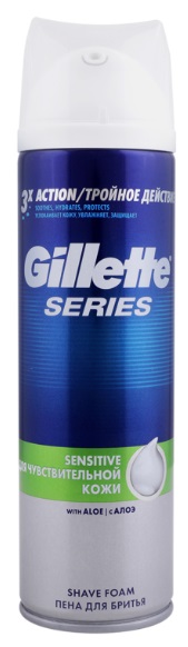GILLETTE пена для бритья Sensitive Чувствительная кожа Алоэ 250 мл 81773927