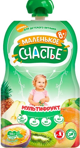 Маленькое счастье Пюре Мультифрукт 90г гуалапак