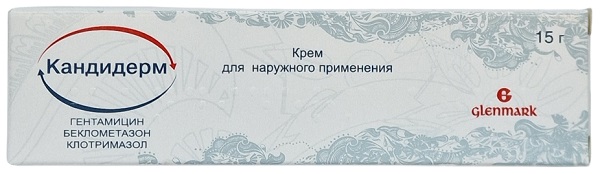 Кандидерм крем 15 г ( гентамицин, беклометазон, клотримазол ) Гленмарк
