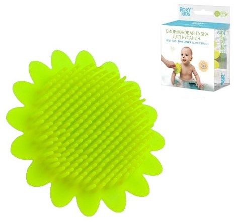 Губка для купания ROXY KIDS RSB-002 Силиконовая Подсолнух цвет Салатовый вехотка