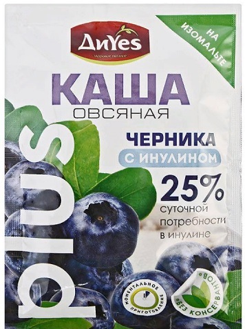 DiYes Каша Овсяная Черника 43г на изомальте