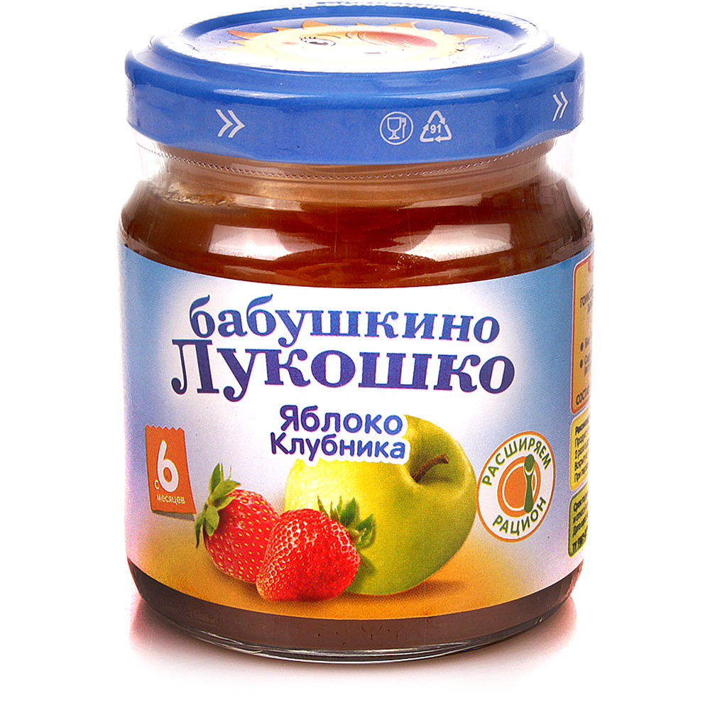 Бабушкино Лукошко Пюре Яблоко клубника100г с 6 мес.