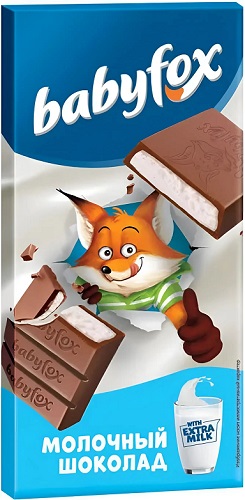 Babyfox Шоколад Молочный плитка с мол. начинкой 90г