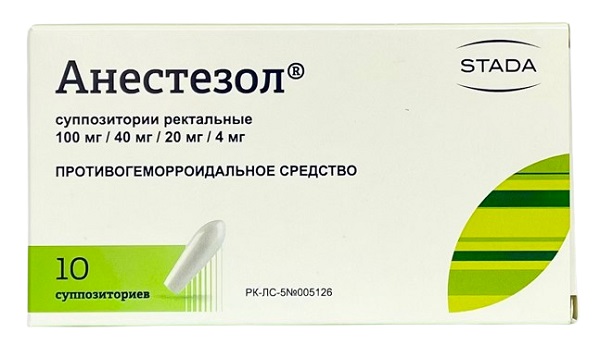Анестезол супп. №10 (бензокаин) 100мг/40мг/20мг/4мг