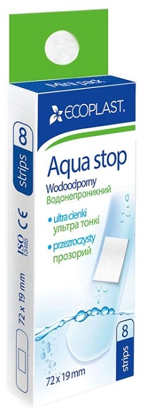 Ecoplast Пластырь медицинский полимер Aquastop 72*19мм (8шт)