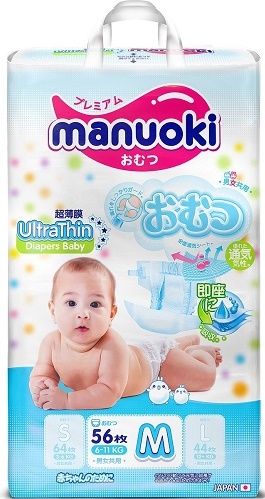 Подгузники для детей MANUOKI M56 (6-11 кг) 56шт