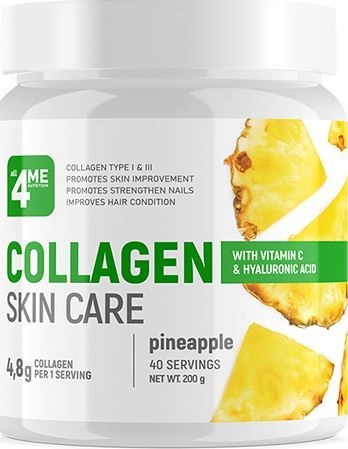 4Me Nutrition Коллаген Collagen Skin care + vitamin C + Hyaluronic Acid 200г Ананас