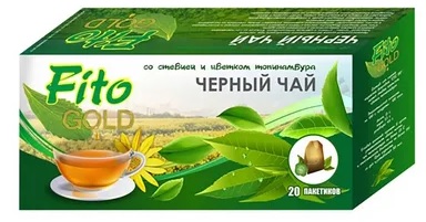 Fito Gold Черный чай со стевией и цветком топинамбура №20пак.