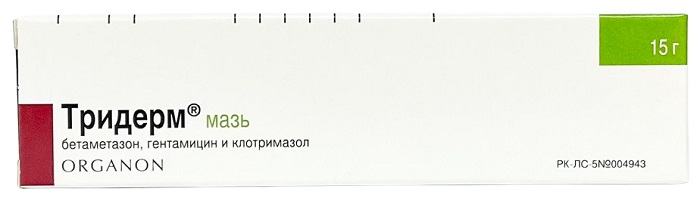 Тридерм мазь 15 г ( бетаметазон, клотримазол, гентамицин )