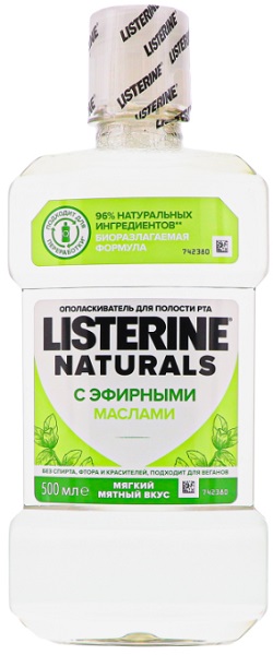 Ополаскиватель для полости рта LISTERINE Naturals с эфирными маслами 500мл ЛИСТЕРИН