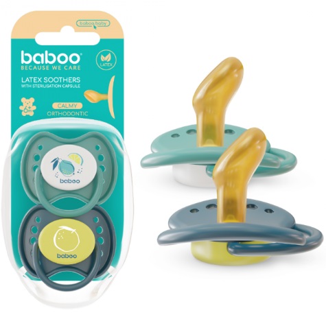 Пустышка Латексная BABOO Ортодонтическая Calmy 6м+ (2шт) Лагуна фиеста