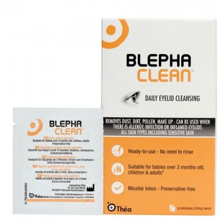 Blepha Clean Thea 20шт стерильных салфеток для гигиены век Блефаклин