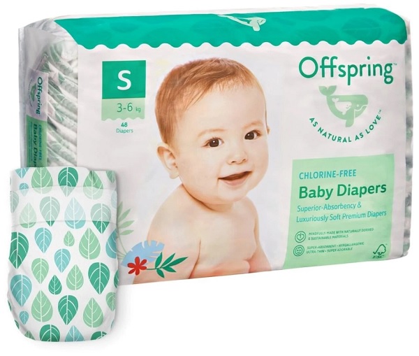 Offspring подгузники для детей Листочки S (3-6кг) 48 шт