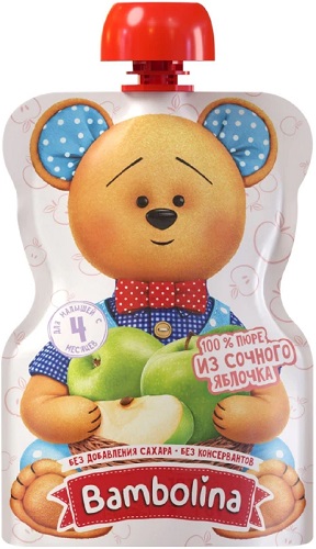 Bambolina Пюре Яблоко 100г с пауч 4мес.
