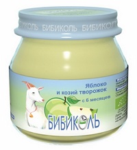 Бибиколь Пюре Яблоко козий творожок 80г с 6мес.