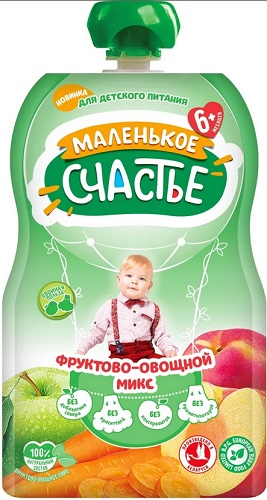 Маленькое счастье Пюре Фруктово-Овщной Микс 90г гуалапак