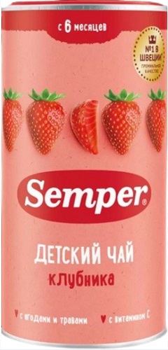 Semper Чай Клубника 180г с 6мес. растворимый