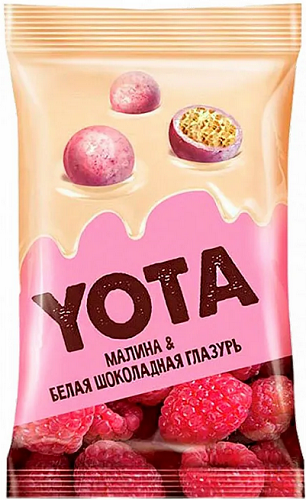 Драже Хрустящий шарик в белом шок. с Малиной 40г Yota