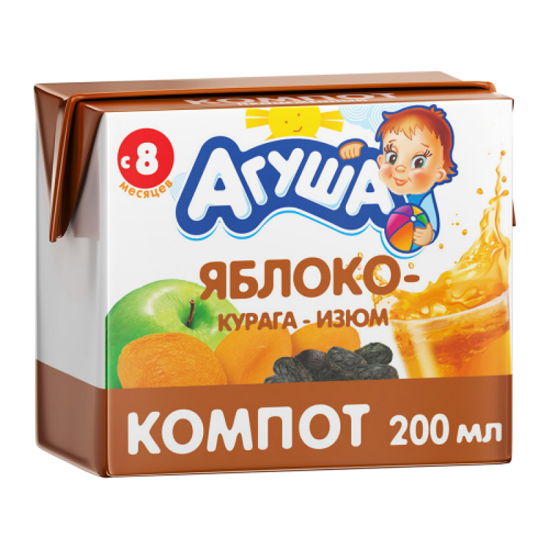 Агуша Компот Яблоко курага изюм 0,2л с 8 мес.