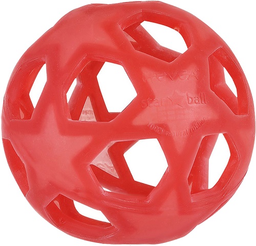 Прорезыватель 0м+ HEVEA Натуральный Каучук Star ball красный