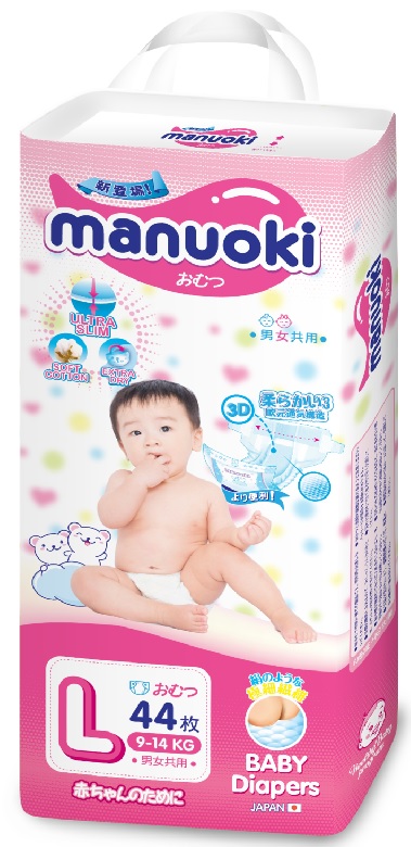 Подгузники для детей MANUOKI L44 ( 9-14 кг) 44шт