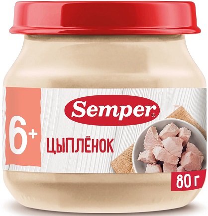 Semper Пюре Цыпленок 80г ст.с 6 месяцев.