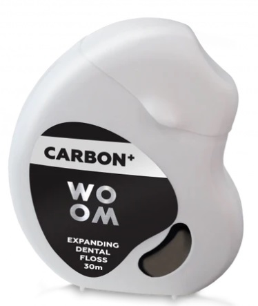 Зубная нить WOOM CARBON+ черная вощеная 30м