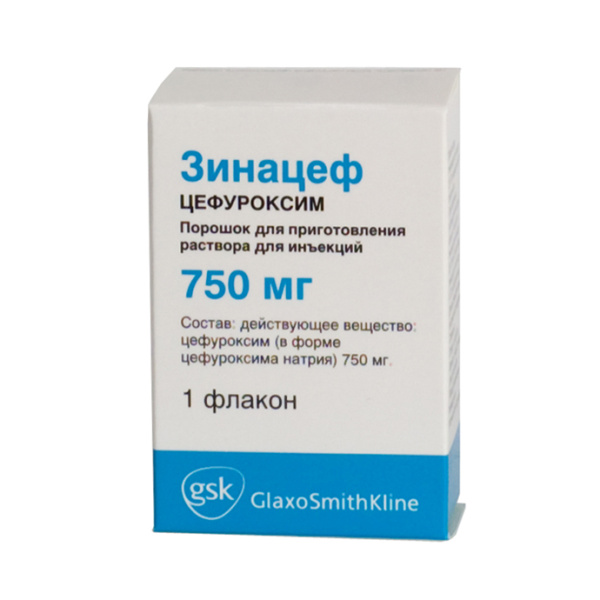 Зинацеф порошок 750 мг №1 фл для пригот. раствора ( цефуроксим )