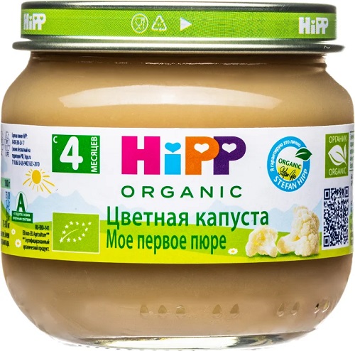Хипп Органик Пюре Цветная капуста 80г стекло Hipp