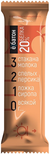Ё батон Протеиновый батончик Персик в шоколадной глазури 50г.
