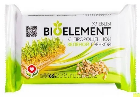 Bioelement Хлебцы Пророщ.Зеленая гречка 65г хрустящие