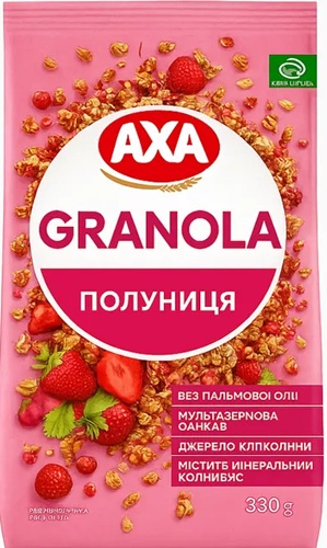 AXA Гранола хрустящай с Клубникой 330г б/сах