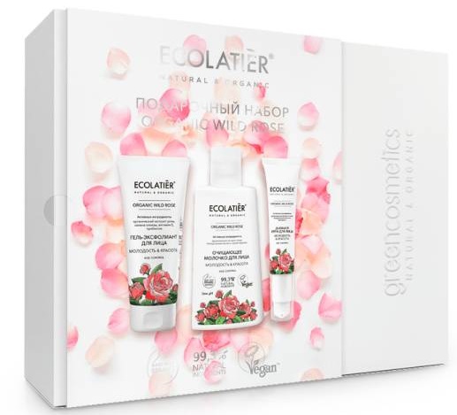 Подарочный набор Wild Rose молочко для тела крем для лица гель эксфолиант ECOLATIER