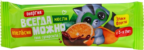 Всегда можно Батончик Мюсли Апельсин в глазури 25г