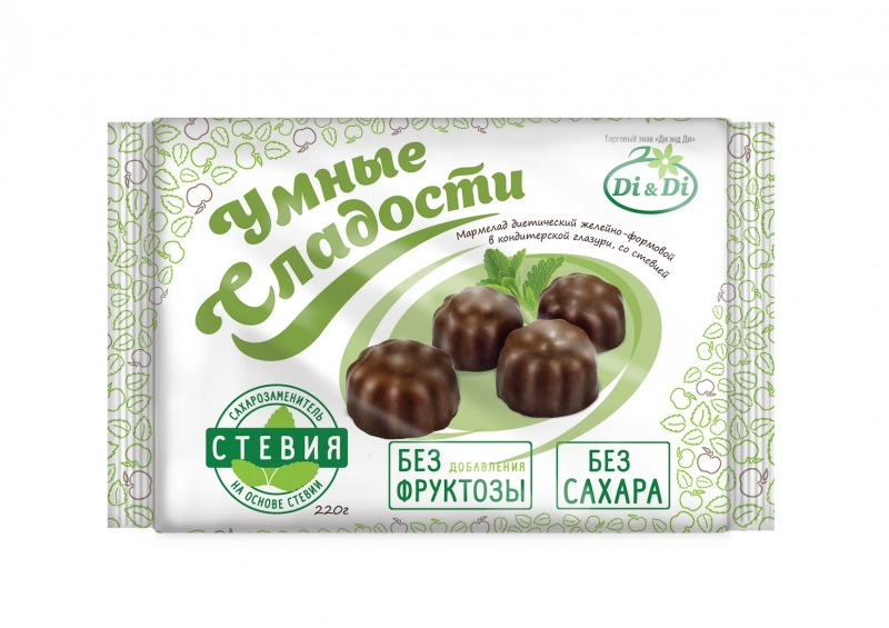 Di&Di Умные сладости Мармелад желейный шокол. глазурь 220г