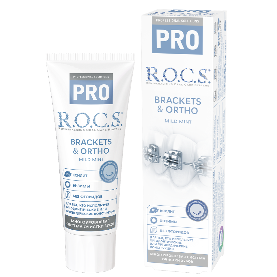 Зубная паста ROCS PRO Brackets and Ortho 135г для брекетов РОКС
