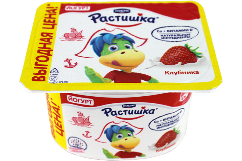 Данон Растишка Йогурт живой со вкусом клубники 100г