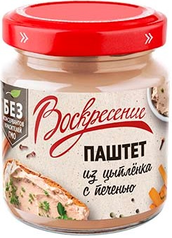 Воскресение Пюре Паштет из Цыпленка с печенью 100г ст.