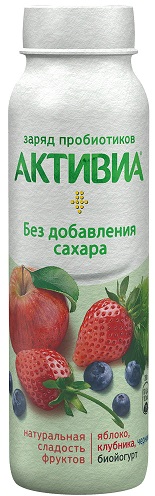 Активиа Биойогурт Питьевой Яблоко-клубника-черника 260г Данон