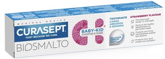 Зубная паста CURASEPT Biosmalto Caries Erosion Abrasion Baby Kid Strawberry 50 мл