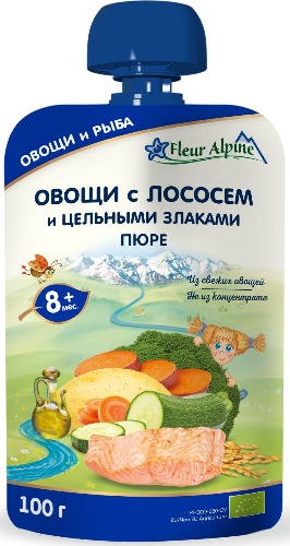 Fleur Alpine Пюре Овощи с Лососем и злаками 100г 