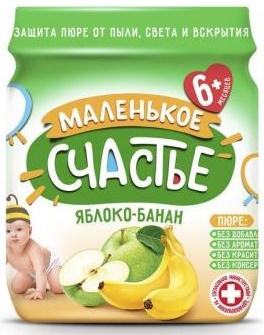 Маленькое счастье Пюре Яблоко Банан 90г стекло