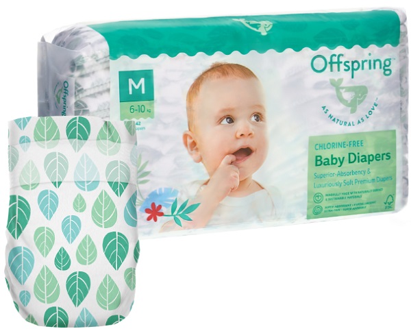 Offspring подгузники для детей Листочки M (6-10кг) 42 шт