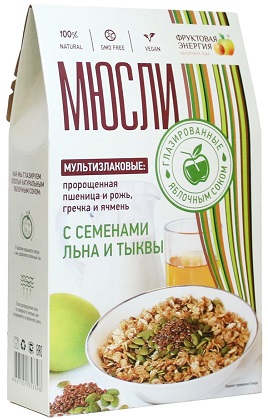 Фруктовая Энергия Мюсли Мультизлак. Лен,тыква 310г