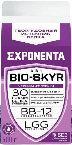 Напиток кисломолочный Exponenta BIO-SKYRE 500г Черника-Голубика с выс.содерж.белка