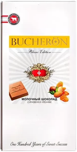 BUCHERON Blanc Edition Шоколад молочный Изюм Орехи 85г 